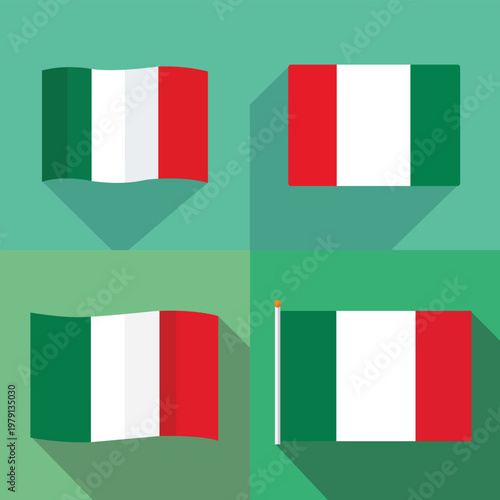 Free Download Italy and Mexico Flag Vector Set with Flat Long Shadow Design - GFXLoad