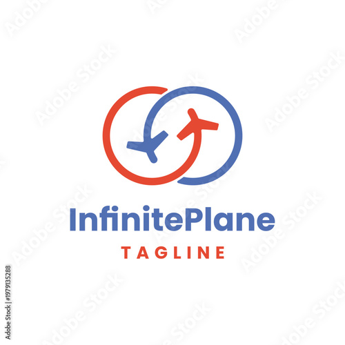 Modern travel logo with infinity loop airplane concept