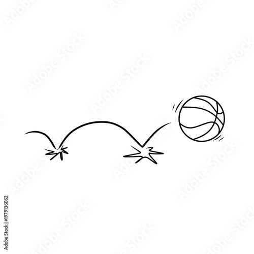 Hand Drawn Bouncing Basketball