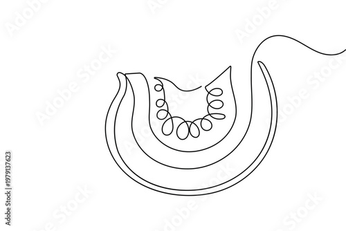 Single line drawing of a pumpkin for autumn and halloween minimalist design