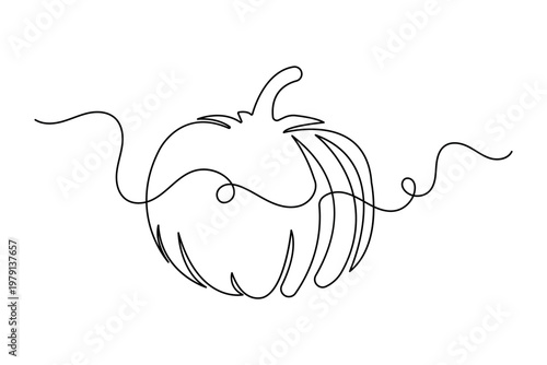 Single line drawing of a pumpkin for autumn and halloween minimalist design