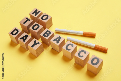 Cubes with text NO TOBACCO ...