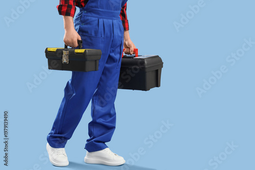 Male constructor with tool ...