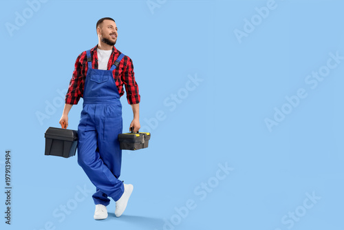 Male constructor with tool ...