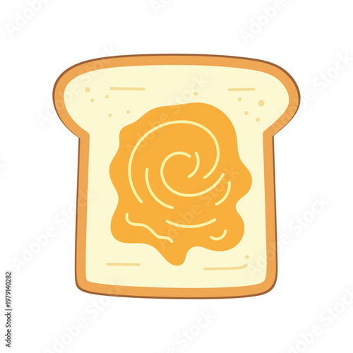 Toasted Bread Slice with Peanut Butter Swirl Illustration