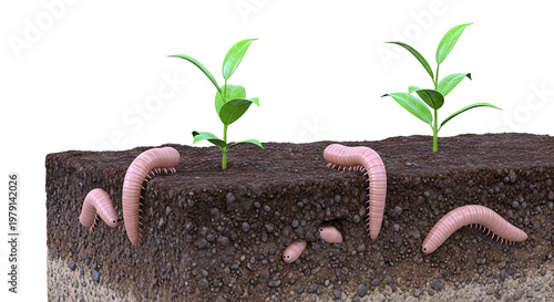 Plants and Millipedes in Soil Cross-Section