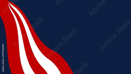 Memorial Day background, 4th of July illustration animation with copy space red, white, blue USA Flag colors, stars