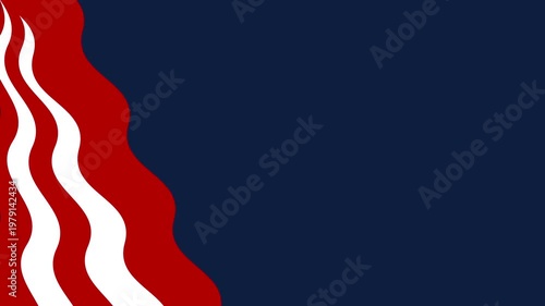 Memorial Day background, 4th of July illustration animation with copy space red, white, blue USA Flag colors, stars