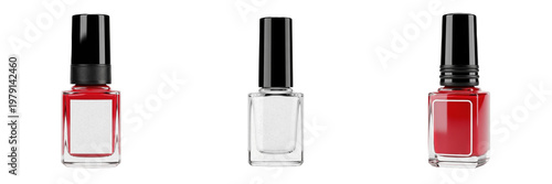 Tableau sur toile Nail Polish Bottle with Empty Branding Isolated on White Background, Esmalte de