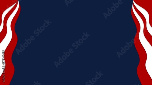 Memorial Day background, 4th of July illustration animation with copy space red, white, blue USA Flag colors, stars