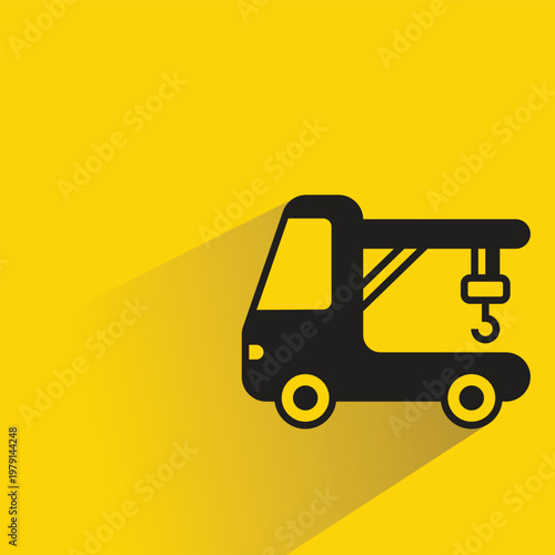 breakdown truck icon with shadow on yellow background