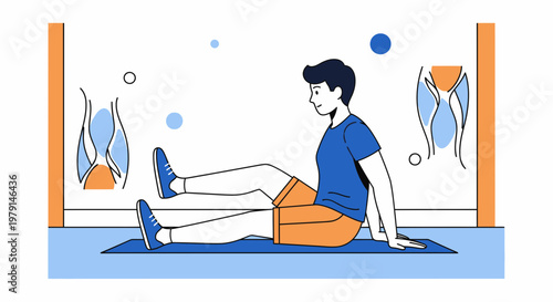 Man doing leg raises on yoga mat, fitness and exercise concept