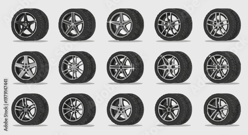 car wheels icon sets vectors design template