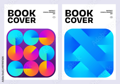 Abstract conical gradient book cover template background modern futuristic style
