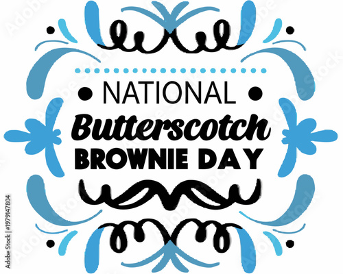 Butterscotch Brownie Dessert Vector Art, National Food Holiday Isolated on White