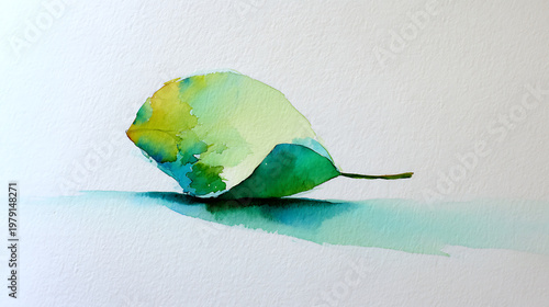 A leaf is painted on a white background