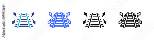 Railway Expansion Multiple Style Icon Set Collection Pack Web Banner Vector 