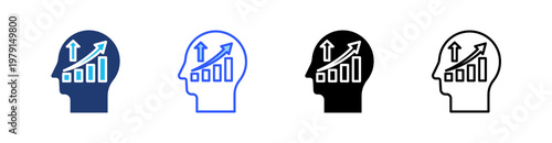 Growth Mindset Multiple Style Icon Set Collection Pack Web Banner Vector 