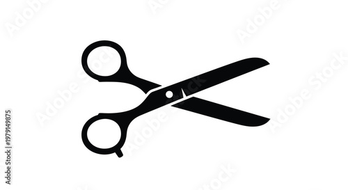 Black scissors depicted in a striking minimalist silhouette