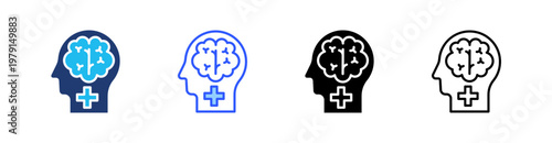 Neurology Multiple Style Icon Set Collection Pack Web Banner Vector 