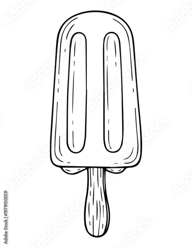 Popsicle ice pop line art with ice cream black and white thirst quencher ice lolly frozen treat dessert food frozen delight sweet treat food item popsicle refreshing illustration