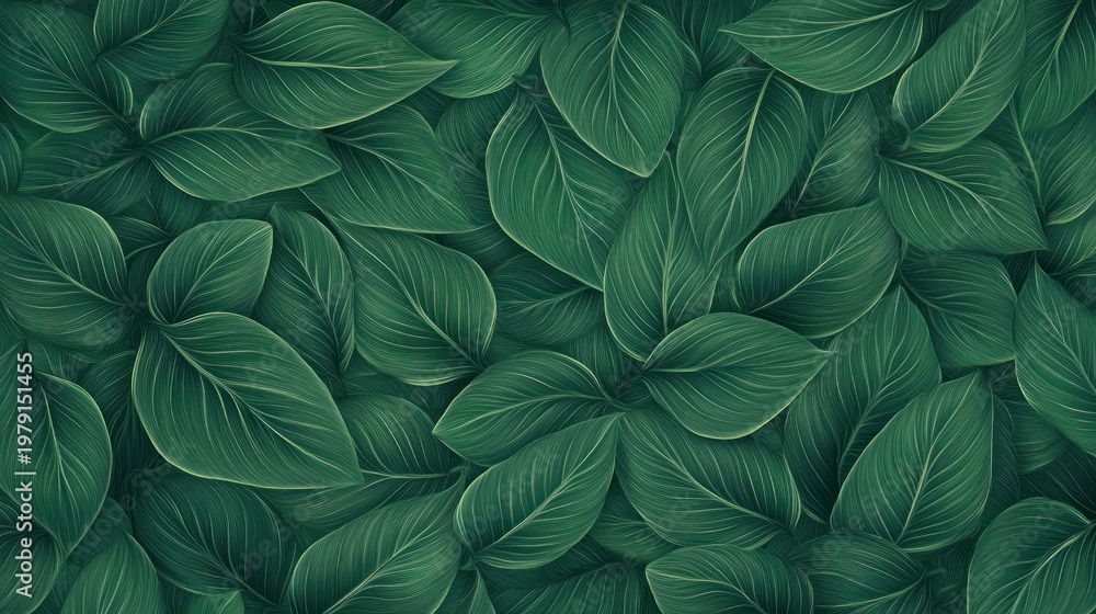 Fototapeta premium Lush green leaf background texture.