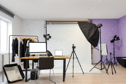 Interior of photo studio wi...