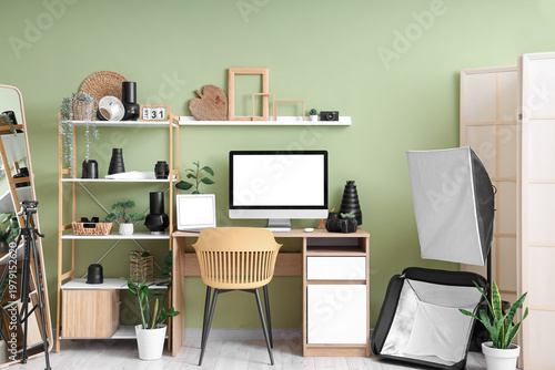 Interior of office with pho...