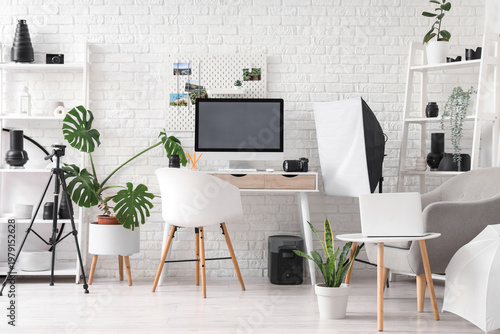 Interior of office with pho...