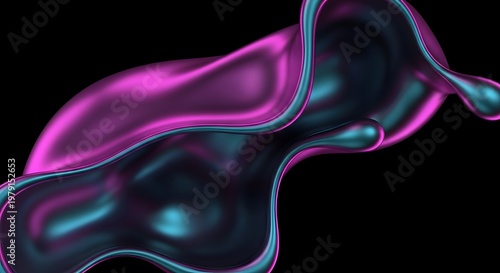 Abstract Fluid Splash with Iridescent Colors on Black Background