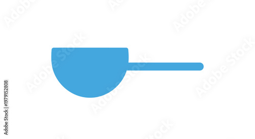Minimalist blue measuring scoop icon for kitchen, food preparation, and portion control, representing culinary tools and precise ingredient measurement