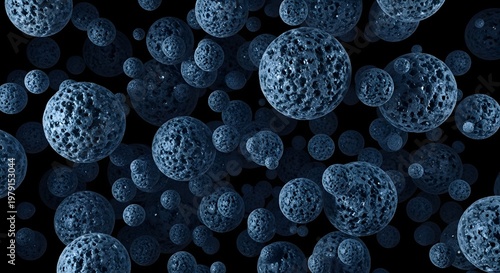 Abstract Molecular Spheres on Black Background