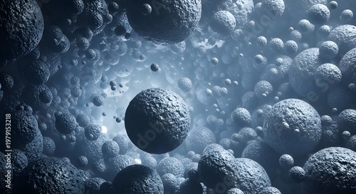 Abstract Space Scene with Floating Spheres