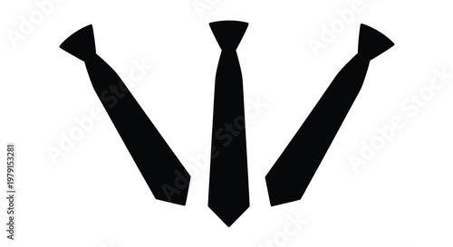 Three black ties arranged in a w shape minimalist silhouette