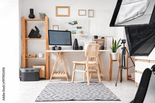 Interior of office with pho...