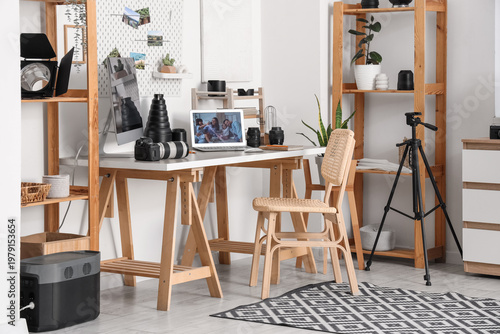 Interior of office with pho...