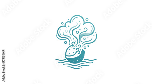 Minimalist Whale Logo with Spouting Water