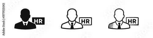 Human Resources HR Manager Icon Set, Business Person Glyph Bundle, HR Department Staff Recruitment Pictogram Collection