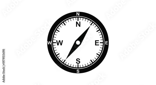 Black compass displaying north a navigational tool silhouette