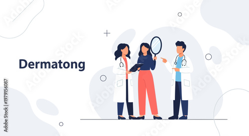 Dermatology Consultation: Doctors Examine Patient's Skin with Mirror