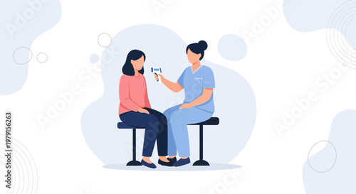 Doctor checking patient's temperature with thermometer, medical checkup, healthcare concept