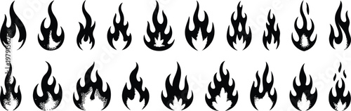 Collection of Flame Icons A Graphic Design Showcase Featuring 15 Distinct Flame Designs