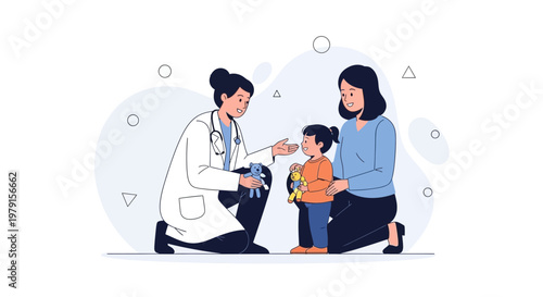 Doctor Examines Child with Mother Present, Pediatric Healthcare Concept