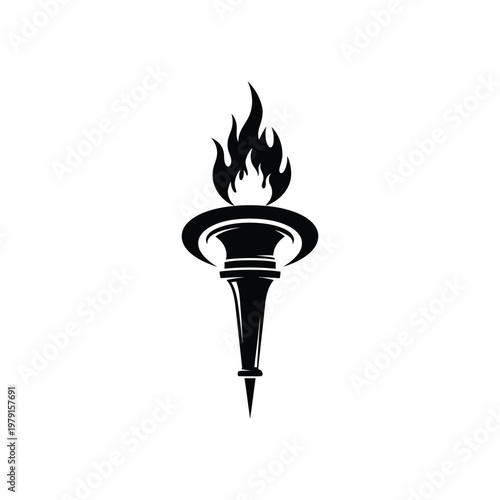A graphic illustration of a torch with flames on top.