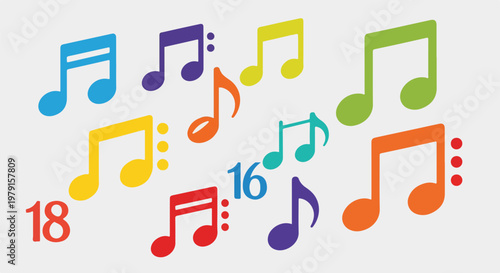 Colorful Music Notes Floating Together.