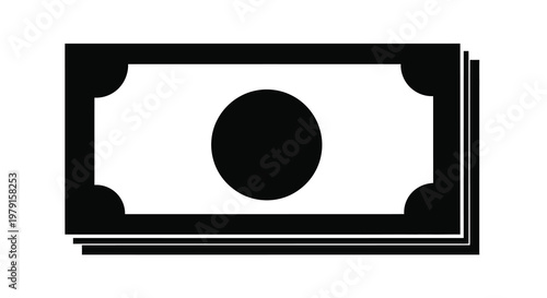 Stack of money with a circular void a striking silhouette