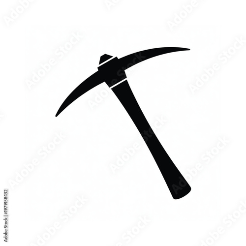 A simple black silhouette of a pickaxe viewed from a slight angle