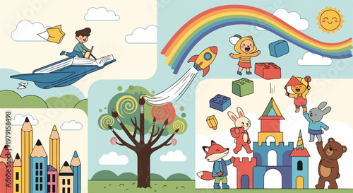 Colorful illustration of a castle.