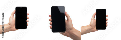 Tableau sur toile Smartphone Held in Hand with Blank Screen Mockup, Teléfono Inteligente en la Man