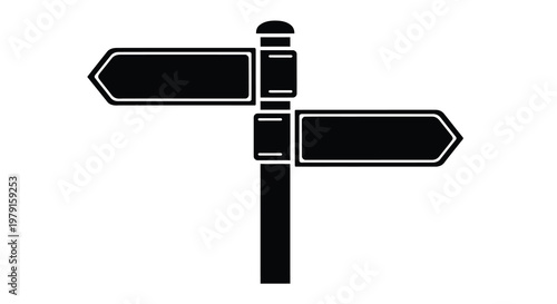 Black signpost with two arrows pointing different directions silhouette
